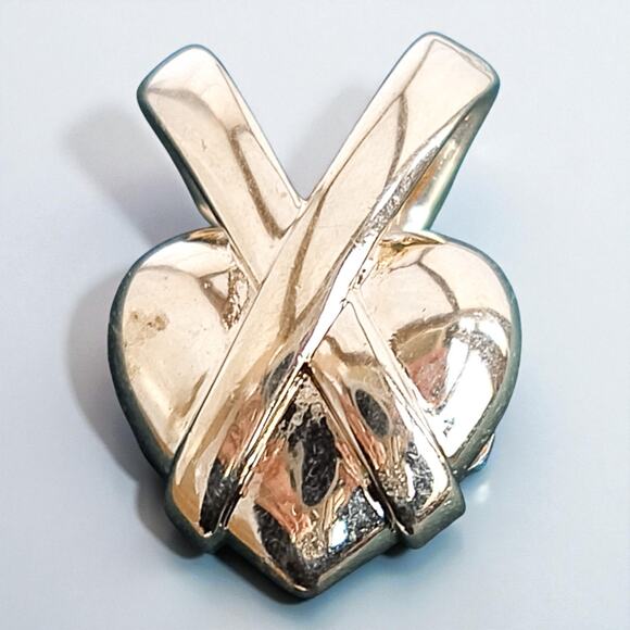 Vintage Nolan Miller Slide Heart Pendant Criss Cross Rhinestone Crystal Designer - Picture 4 of 6